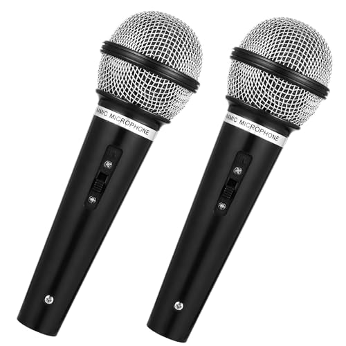 Dmopipp 2PCS Fake Microphone Prop, Plastic Pretend Play Microphone for Halloween Christmas Cosplay Music Birthday Party Favors or Costume Play(Black)