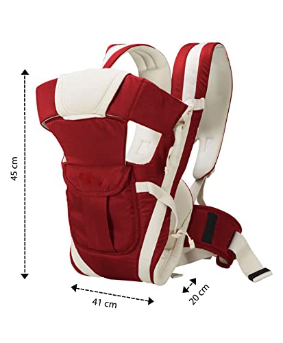 Image of Elementary Elegant Baby Carrier with 4 Carry Positions, Baby Carrier for 4 to 24 Months Baby, Adjustable New-Born to Toddler Carrier with Cushioned Leg Support, Max Weight Upto 15 kgs (Red)