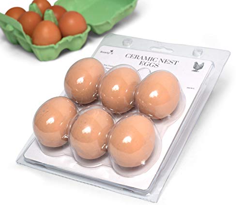 Roosty's Ceramic Nest Eggs x6 | Ceramic Eggs for Laying Chickens, Fake Eggs for Chicken Nesting Pads, Chicken Coop, Nesting Boxes, Hen House | Ceramic Nest Eggs for Chickens, Chicken Coop Accessories