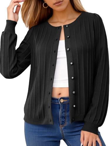 Cicy Bell Womens Button Down Knit Cardigan Fall Long Sleeve Lightweight Open Front Casual Crew Neck Sweater Tops2