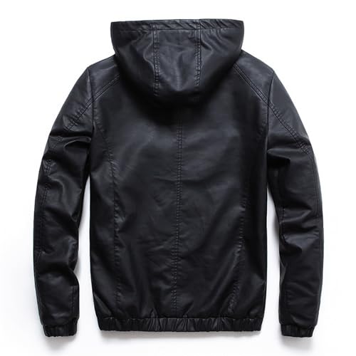 Manteau à capuche décontracté en polyuréthane avec fermeture éclair robuste noir