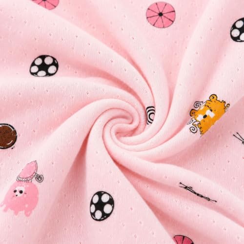Image of Newborn Baby Clothes Set 0-3 Months, 5-Piece Cotton Clothing Set with Wrap Top, 2 Pants, Cap & Bib, Printed Dress for Baby Boys & Baby Girls, Pink