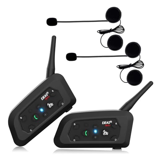 Ejeas V6 Pro 2xAuriculares Intercomunicador Moto Bluetooth para Motocicletas, Gama Comunicación Intercom de 1200m, intercomunicador casco moto, Impermeabilidad, Intercomunicacion entre 6 motociclistas