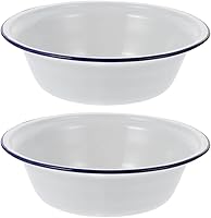 Vista 1 de Hemoton Cuenco esmaltado de 0.5 litros, 2 cuencos de ensalada de estilo vintage, cuencos apilables de esmalte, cuencos de cena esmaltados duraderos