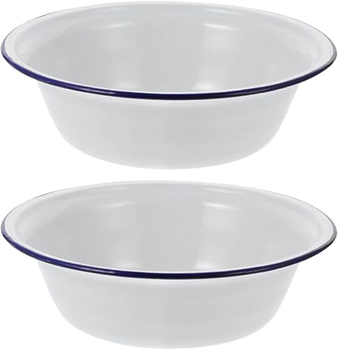Hemoton Cuenco esmaltado de 0.5 litros, 2 cuencos de ensalada de estilo vintage, cuencos apilables de esmalte, cuencos de cena esmaltados duraderos