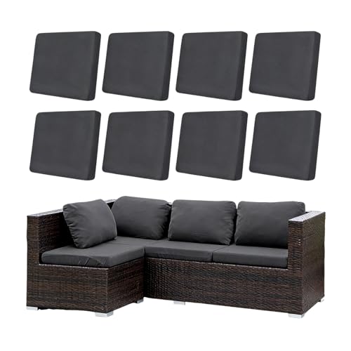 Morbuy 8 Pack Elastic Outdoor Cushion Covers, Water Resistant Garden Seat Cushion Covers, Replacement Patio Furniture Cushion Slipcovers for Rattan Corner Sofa (Gray)