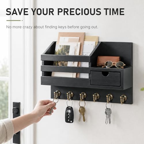 FifthQuarter-Key-Holder-Wall-Mount-with-Drawer-and-6-Sturdy-Hooks-A-Black-Cute-Rustic-Farmhouse-Wooden-Key-Hooks-for-Wall-Reliable-Entryway-Organizer-for-Keys-and-Daily-Essentials-Easy-Installation