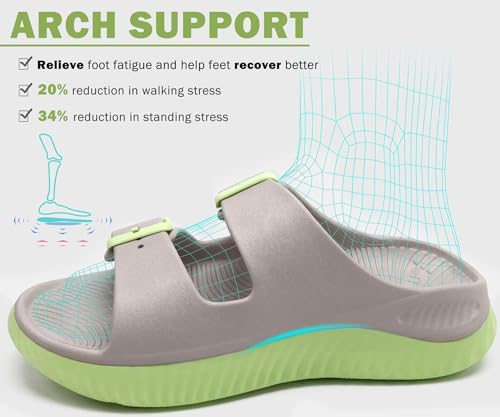Image of KuaiLu Womens Recovery Sandals With Comfortable Plantar Fasciitis Arch Support, Orthotic Adjustable Thick Cushion Sport Slides Reduces Stress on Feet, Joints & Back Post-Exercise