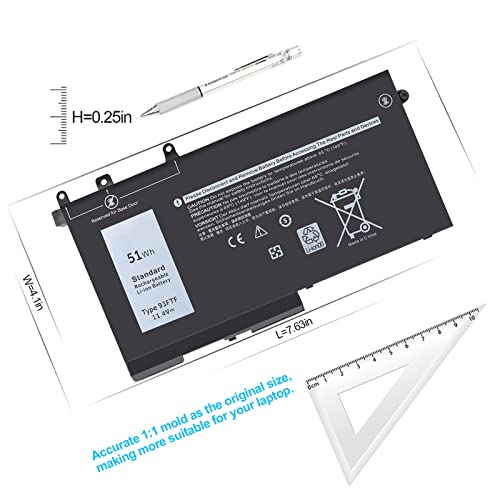 93Ftf 51Wh Battery For Dell Latitude 5580 5590 5480 5490 5280 5290 5288 5488 5590 5491 5495 5591 E5280 E5480 E5580 Latitude 5580 For Dell Precision 15 3520 3530 Gjknx D4Cmt 3Dddg 083Xpc 83Xpc 4Yfvg #TOP2