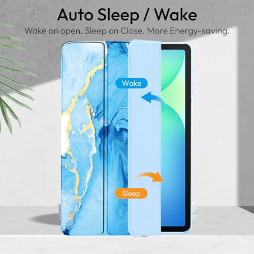 Image of Robustrion Cover Case for Samsung Galaxy Tab S10 FE Plus 13.1 inch Cover with [Pencil Holder] Hybrid Cover for Samsung Tab S10 FE Plus 13.1 inch Tablet [Auto Sleep Wake Support] - Ocean Blue