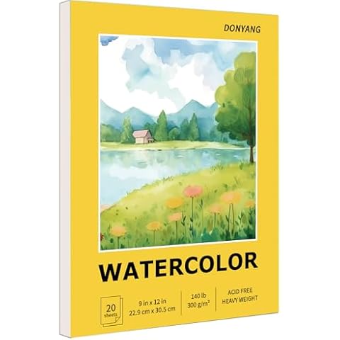 Watercolor Paper Pad, 9"x12" Water Color Paper, 140lb/300gsm Artist Drawing Sketch Book, 20 Sheets Art Supplies for Kids Teens Adults, Watercolors, Watercolor Paint Set, Canvas Easel Painting, Journal Cover