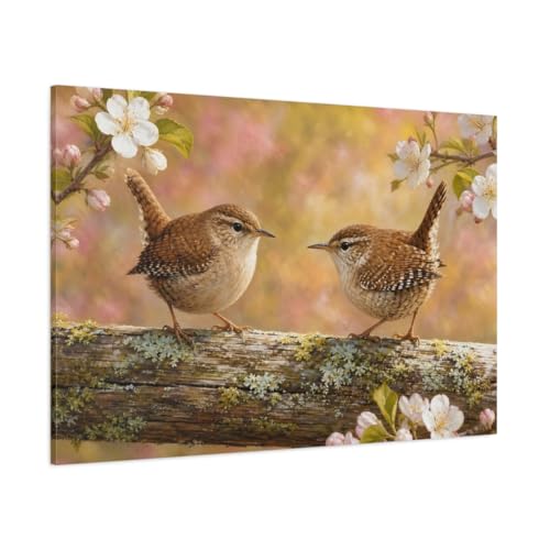 Toile Wren oiseau marron grand format pour réchauffer un salon moderne