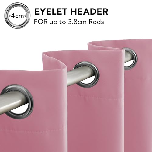 Image of Deconovo Functional Blackout Curtains Thermal Insulated Curtains Blackout Eyelet Curtains for Living Room Pink W52 x L95 Inch One Pair