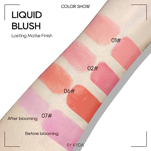 Kyda Liquid Blush, Natural Matte Finish Looking, Dewy Cheek Tint, Moisturizing Lightweight Blendable Feel, Soft Cream Face Blush, By Ownest Beauty-Cool Pink #TOP3
