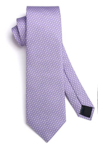 Image of HISDERN Polka Dot Ties for Men Classic Silk Ties and Pocket Square Formal Business Necktie Handkerchief Wedding Party