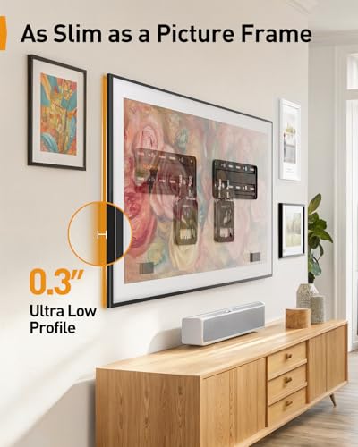 Image of Perlegear Ultra Slim TV Wall Mount 0.3 inch Low Profile, Compatible with 43 inch- 86 inch Flat TV, Neo QLED, Frame TV, Flush Mount Flat Mount Bracket, Micro Gap, Holds up to 132 lbs, Blends Into Any Interior