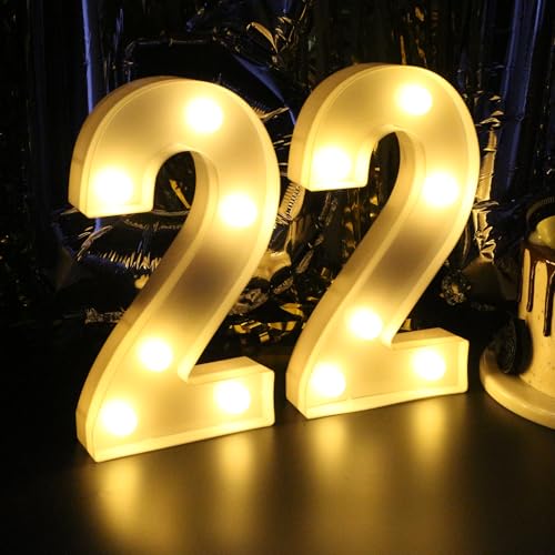 22nd Birthday Decorations for Women, 22 Party Decor for Men, Light Up Numbers 22 Centerpieces Table Sign, 22 Birthday Gifts for Her & Him