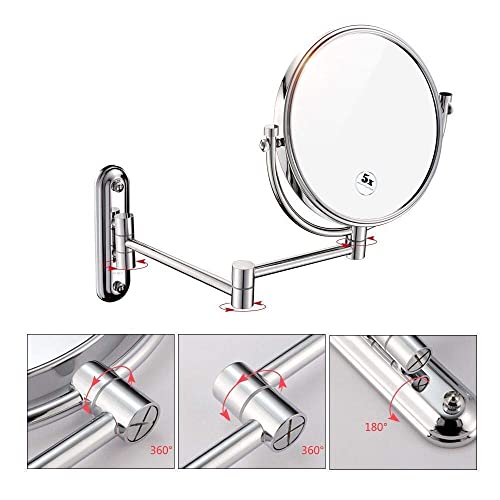 Miroir de maquillage extensible AMUCK à loupe 7X et double face orientable en laiton chromé - 5