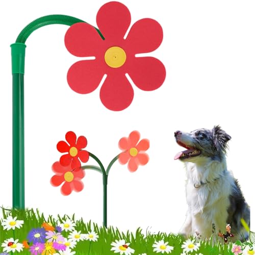 CUTENNIOU Crazy Daisy Sprinkler Funny Sunflower Water Sprinkler for Lawn Garden Yard Watering Crazy Dancing Daisy Water Sprinklers for Dogs Outdoor Play - Red