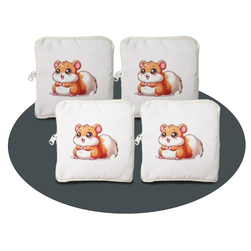 Image of Squirrel Period Bags for Teen Girls,Wish Sanitary Pad Storage Bag Portable Period Bag for Pads /Sanitary Napkins,Sanitary Napkin Storage Bag First Period Gifts for Teen Girls, Set of 4