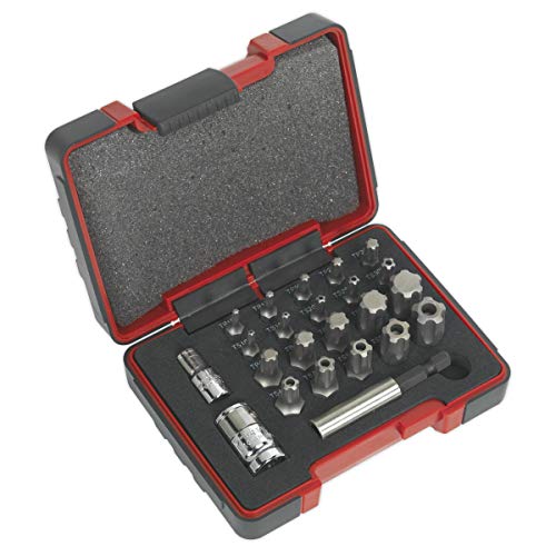 Sealey Ak6226 Trx-P And Security Trx-Ts Bit Set 23Pc 1/4 And 3/8Sq Drive, Silver, 1/4-Inch/3/8-Inch