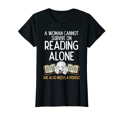 Woman Book Librarian Reading Poodle Pet Dog Lover Women Gift Camiseta