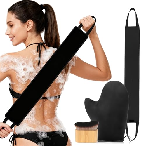 Yamobi 3 Pack Juego de Guantes Autobronceadores con Aplicador para Espalda y Pincel para Piernas (Negro) - imagen 2