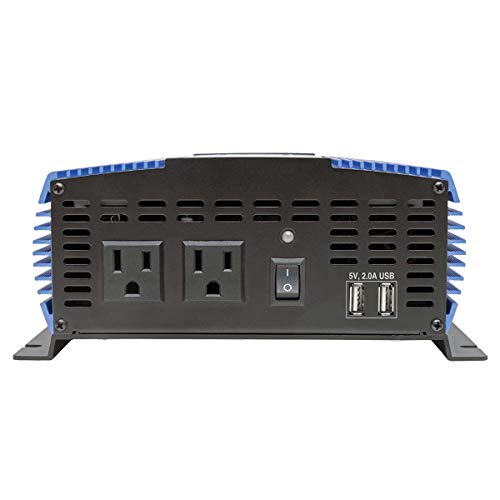 Tripp Lite 1500W Power Inverter, Medium-Duty Power Inverter with 2 AC 2 USB Outlets, 2.0A Battery Cables (Pinv1500)