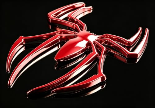 Image of 2 Pcs 3D Spider Chrome Emblems Badges Sticker Car Decoration Spider for Universal Car Vehicle, Truck, Motorcycle, RV, Scooter, SUV, Door, Window Red Spider(Red-B0CC1Y5BQQ)