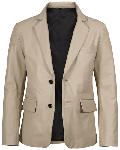 Image of Decrum Lambskin Leather Blazer for Men - Genuine Leather Sport Coat for Formal & Business Casual