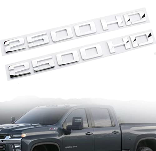 Image of 2pcs 2500HD 2500 HD Nameplates Emblems 3D Decal Badges Replacement for Both Side Doors or Tail Doors (Silver)