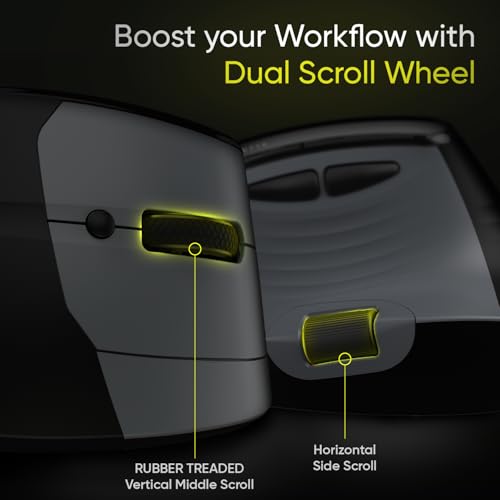 Image of Amkette XS Series Natural Vertical Wireless Mouse /Bluetooth Mouse with Side Scroll, 2.4GHz, 2 x BT, 7 Buttons, Multi-OS Compatibility, Rechargeable, 3200 DPI, Smart, Superior Design, 2 Yrs Warranty