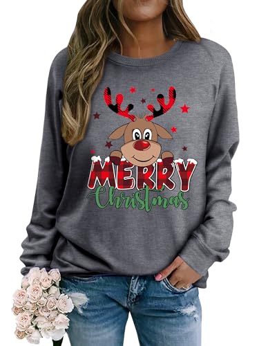 Dresswel Weihnachtspullover Damen Merry Christmas Sweatshirt Lustig...