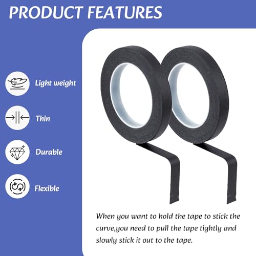 Image of NICENEEDED 2 Rolls Black Painters Tape, 0.6 Inch Wide No Residue Masking Tapes Artist Drafting Tapes, Adhesive Paint Tape for Painting Labeling DIY Crafting Home Decoration Projects