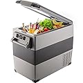 VEVOR CF55 12 Volt 58 Qt Refrigerator, Dual Zone Portable Compressor 12/24V DC and 110-240V AC, Freezer Fridge Cooler, for Car, Truck RV, Camping and Home Use, Black+Gray