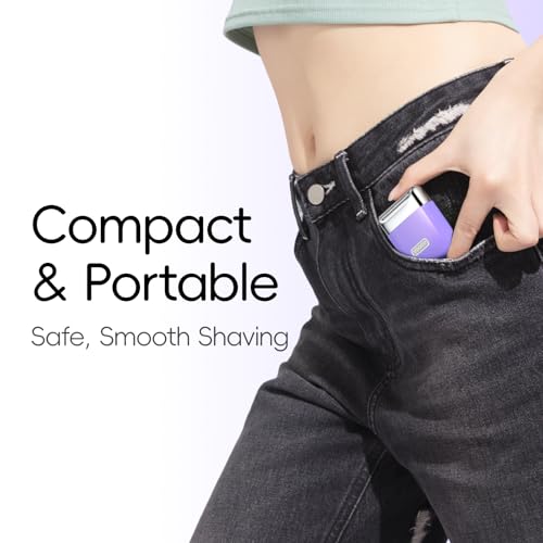 Image of yoose Electric Razors for Women, IPX7 Alloy Body Bikini Trimmer for Women (USB-C, Trimmer Comb, Multi Shaving Modes), Portable Size, Taro Purple