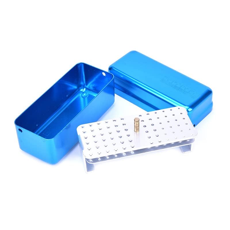 Blue Endo Files Aluminum Box Disinfection Sterilizing Storage Case Bur Holder Stand Organizer Box 72 Holes