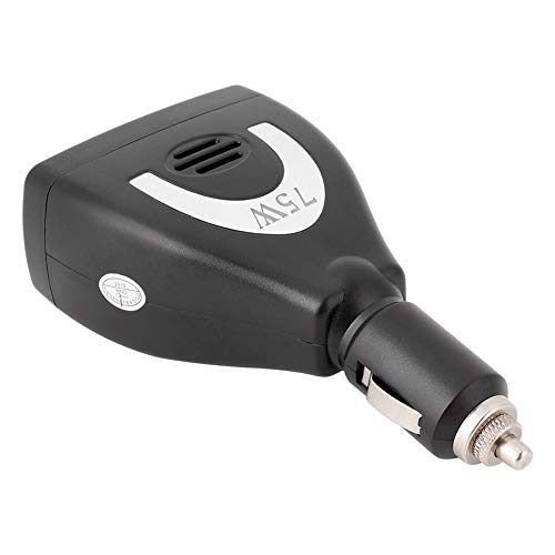 Yctze Convertidor de Inversor de Alimentación de Automóviles 75W, DC12V a AC 220V con Salida USB para Teléfonos Móviles, Televisión, Ventilador y Más, Dispositivos Digitales,