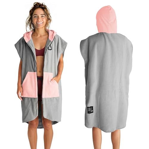 Pilotfish Surf Poncho Changing Robe Towel - Hooded, Zippered Towel Poncho for Beach, Surfing,...