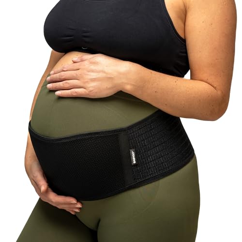 BABYGO® Banda para el vientre 2 en 1 para el embarazo | Cinturón pélvico de maternidad para cesárea posparto para mujeres embarazadas | Ayuda con el dolor de espalda y cadera (Talla única, Negro)