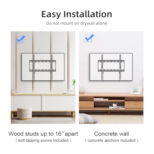 Image of Suptek Tilt TV Wall Mount Bracket for Most 26-55 inch LED, LCD and Plasma TV, Mount with Max 400x400mm VESA and 100lbs Loading Capacity, Fits Studs 16 inch Apart, Low Profile with Bubble Level (MT4204)