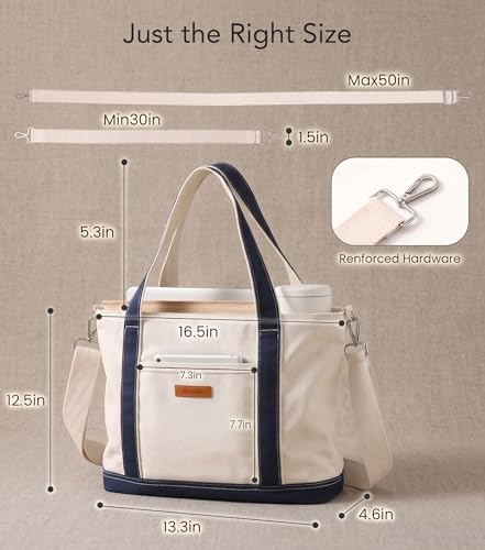 Image of Aveniee Canvas Tote Bag for Women, Crossbody Purse with Zipper, Adjustable Shoulder Strap Handbags