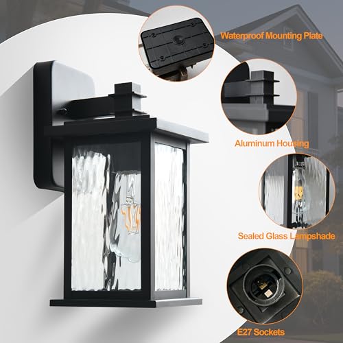 Applique murale extérieure noire rétro E27 étanche IP44 pour jardin - 3