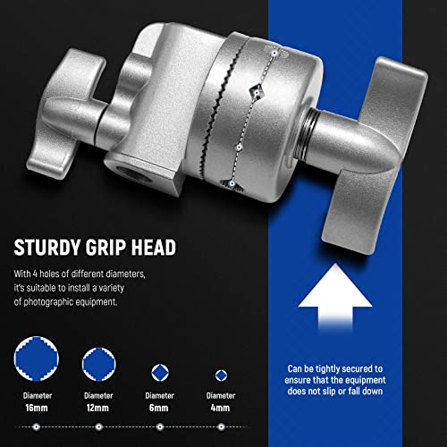 Image of NEEWER Multi Functional Heavy Duty 2.5-inch Grip Head Swivel Head Holder Mounting Adapter for Light Stand, Extension Boom Arm and Other Photographic Equipment with 1 /2,1 /4,3 /8,5 /8-inch Mount (Silver)