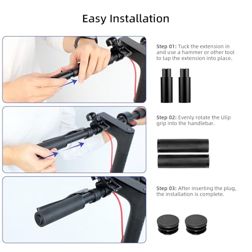 ulip Scooter Aluminium Lenker Verlängerung Set für Armaturenbrett Handys Rückspiegel für Xiaomi M365 Pro Pro2 1S MI3 Segway Ninebot ES Schwarz