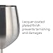 PG Set of 4 Stainless Steel Wine Glass - 18.5oz Silver Brush Finished Wine Glasses - Unbreakable Wine Glasses - Stem Metal Wine Goblets