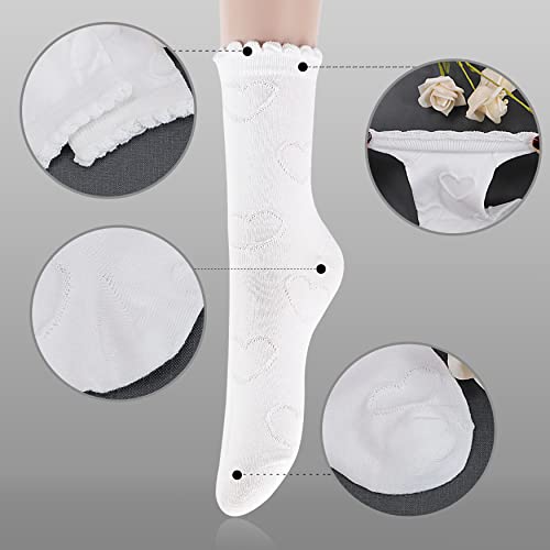 Image of Bellady Frilly Socks for Women Ruffle Socks Ladies Girl Knee High Socks 3 Pairs Set