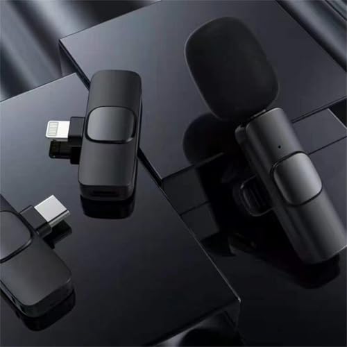 Microfone de Lapela Sem Fio, 2 Peças para iPhone e iPad - 1 Transmissor Suporta 2 Microfones - Reduç