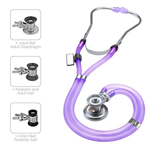 MDF Instruments MDF767 Sprague Rappaport - Estetoscopio de doble cabeza con membrana convertible adulto, pediátrica e infantil, color morado