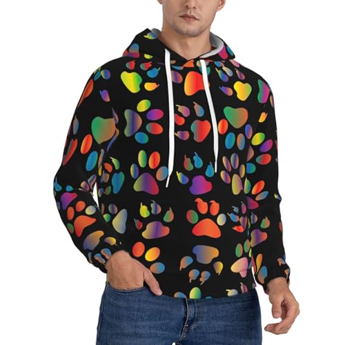 Sweat à capuche homme imprimé patte de chien colorée vêtement décontracté